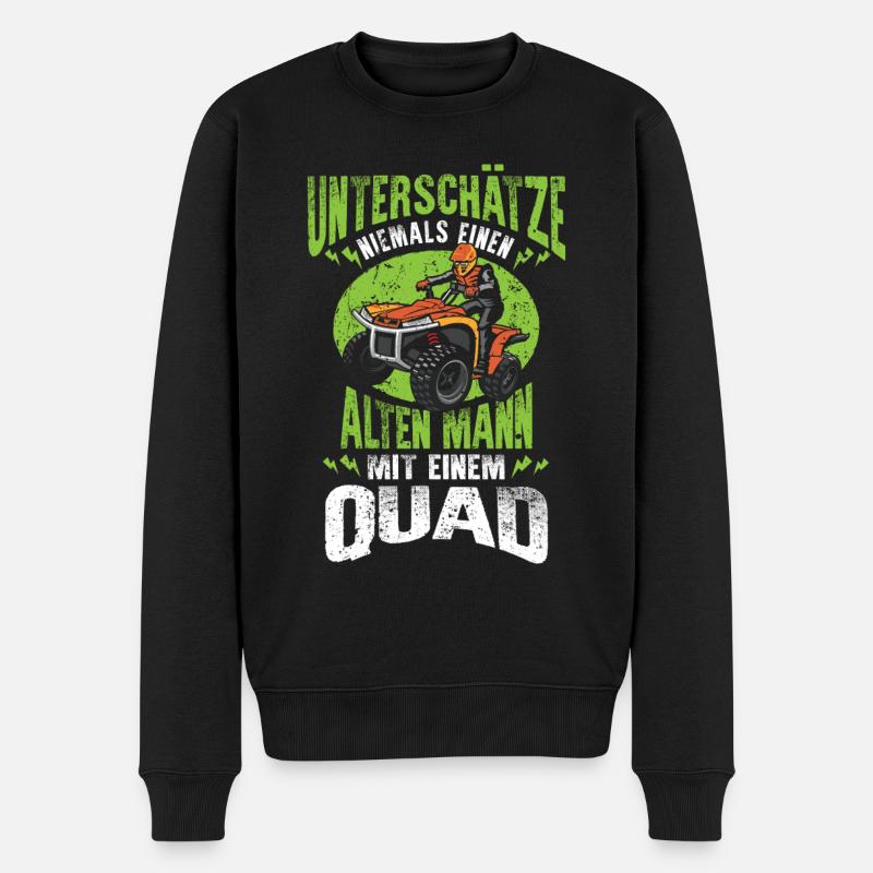 Unterschätze niemals einen alten Mann Quad Bike - Männer Premium Bio Pullover - Schwarz