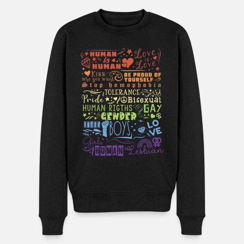 LGBT Love is love Human Tolerance Pride Gender - Männer Premium Bio Pullover - Schwarz