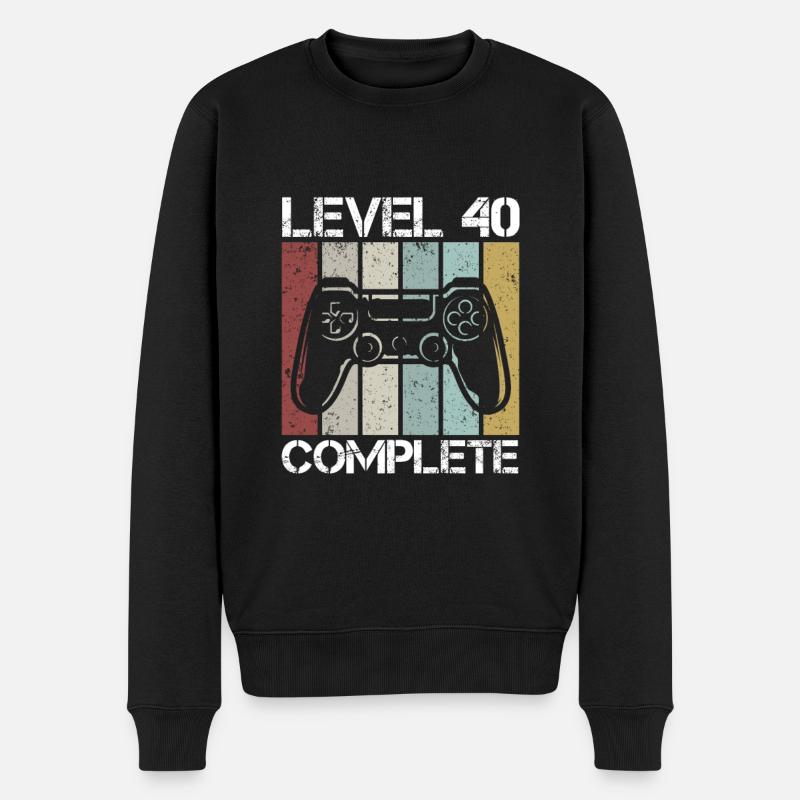 Level 40 complete - Männer Premium Bio Pullover - Schwarz