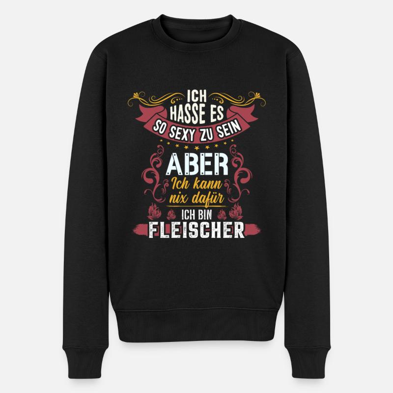 Fleischer Fleisch - Männer Premium Bio Pullover - Schwarz