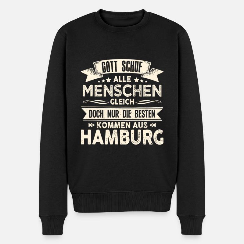 Gott schuf Hamburger anders Hafen - Männer Premium Bio Pullover - Schwarz