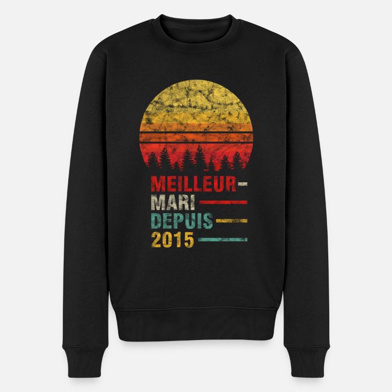 Bester Ehemann seit 2015 6 Jahre Ehe - Männer Premium Bio Pullover - Schwarz