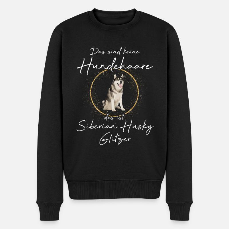 Das ist Siberian Husky Glitzer Hund - Männer Premium Bio Pullover - Schwarz