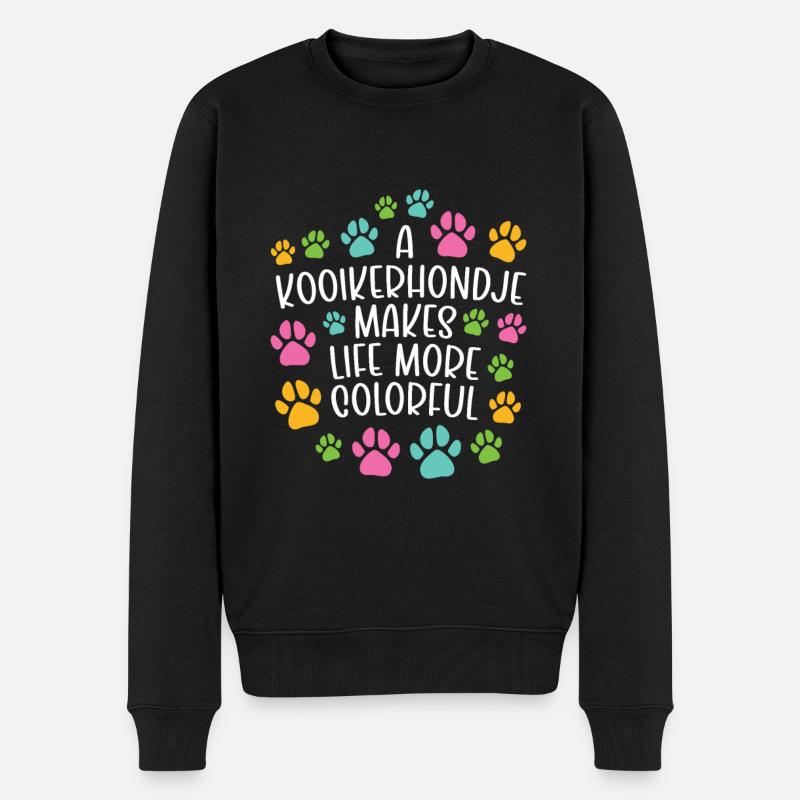 Kooikerhondje make life more colorful dog - Männer Premium Bio Pullover - Schwarz