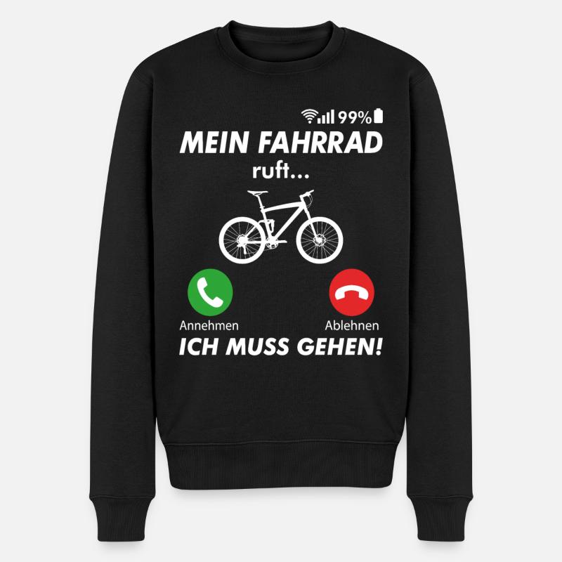 Fahrrad fahren Rad Spruch anrufen - Männer Premium Bio Pullover - Schwarz