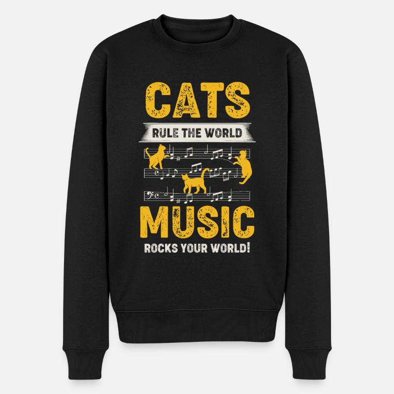 Kätzchen Musikinstrument - Männer Premium Bio Pullover - Schwarz