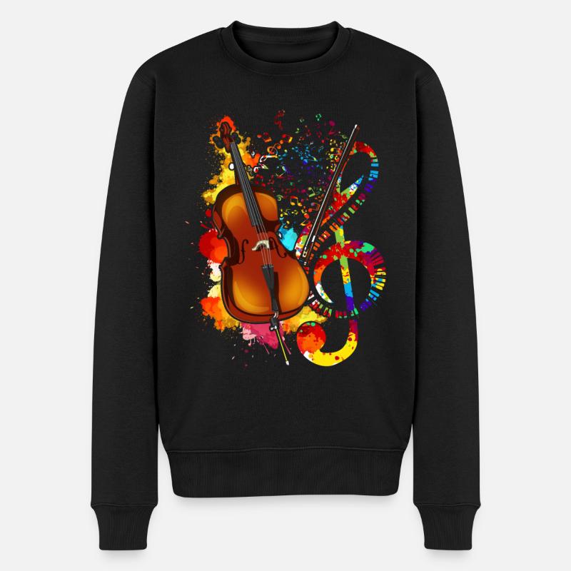 Clef Musique Classique Violoncelle - Pull Premium bio Homme - noir