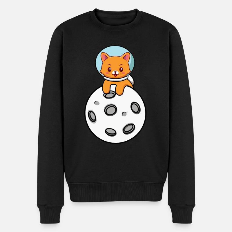 Weltraum Katze - Männer Premium Bio Pullover - Schwarz