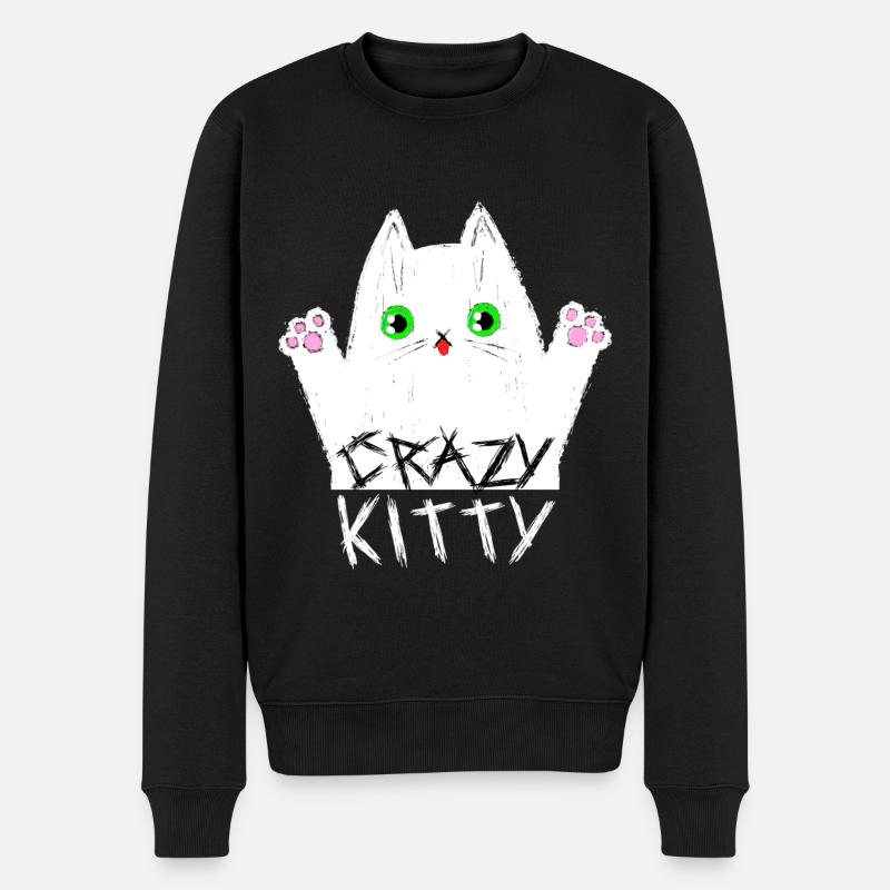 Crazy Kitty - Männer Premium Bio Pullover - Schwarz