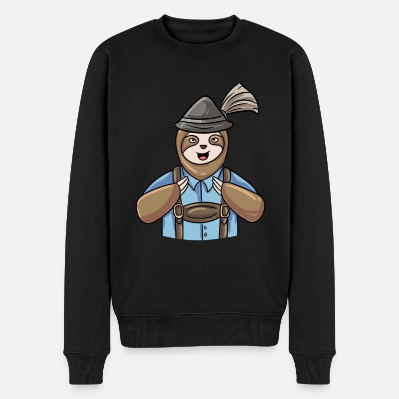 Faultier Bayerische Lederhosen - Männer Premium Bio Pullover - Schwarz