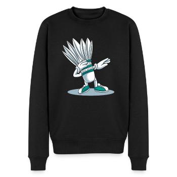 Lustige Badminton Dab Dabbing Federball - Männer Premium Bio Pullover - Schwarz - Vorne - Nico (187cm)