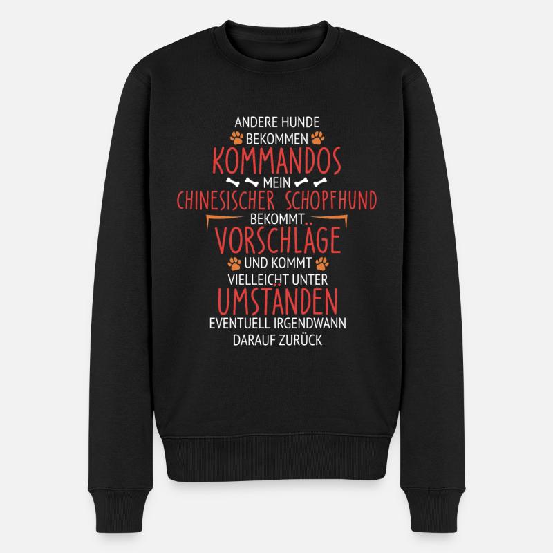 Chinesischer Schopfhund Kommandos - Männer Premium Bio Pullover - Schwarz