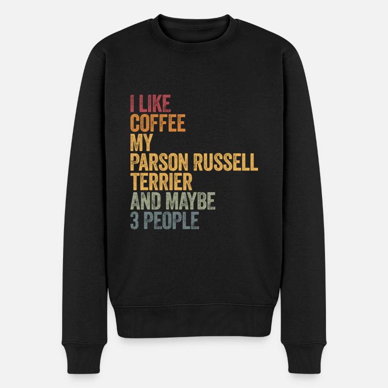 I like coffee and my Parson Russell terrier - Männer Premium Bio Pullover - Schwarz