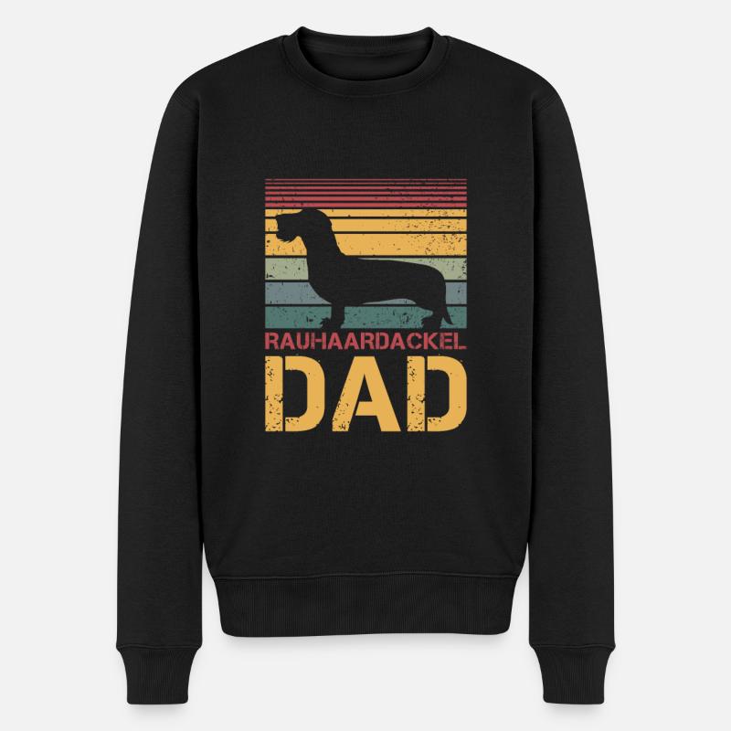 Rauhaardackel Dad - Männer Premium Bio Pullover - Schwarz