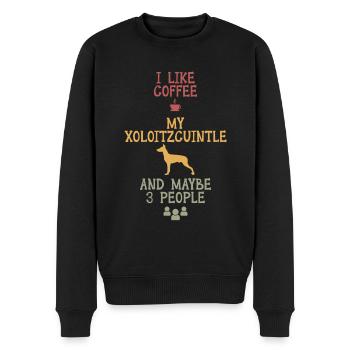 I like coffee my Xoloitzcuintle and maybe 3 people - Männer Premium Bio Pullover - Schwarz - Vorne - Nico (187cm)