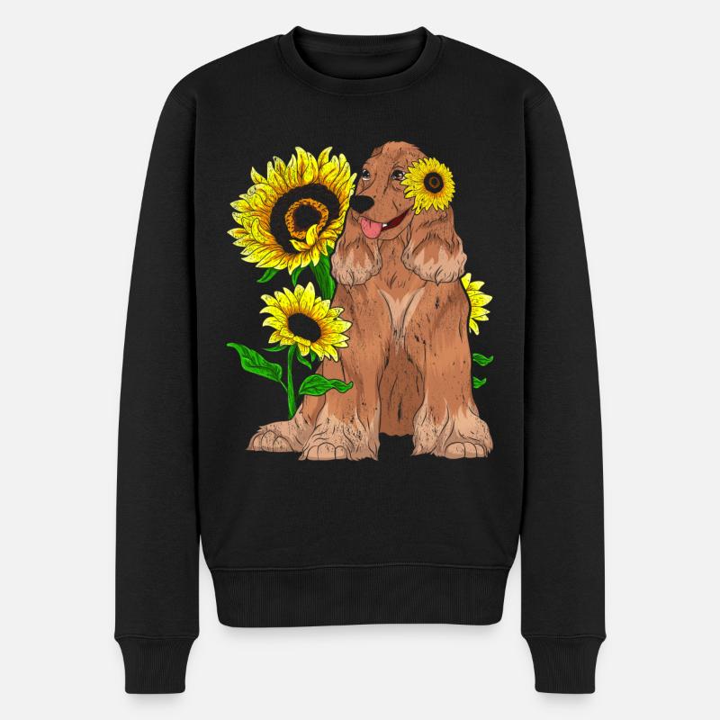 Hundeliebhaber Geschenk Sonnenblume Cocker Spaniel - Männer Premium Bio Pullover - Schwarz