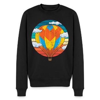 Ballonfahrt Ballon Fliegen Retro Heißluftballon - Männer Premium Bio Pullover - Schwarz - Vorne - Nico (187cm)