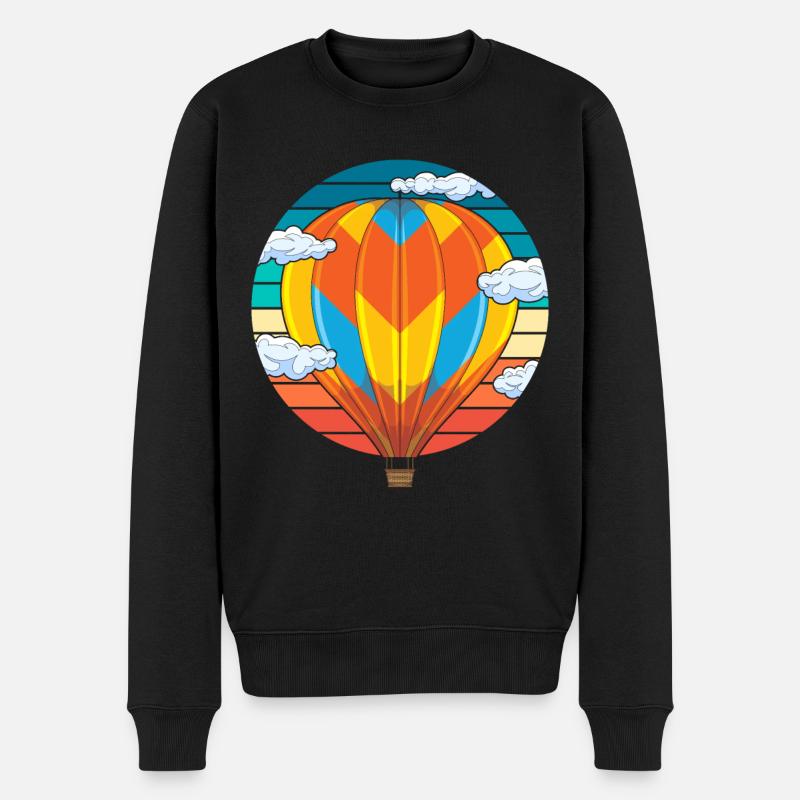 Retro Ballonfahrer Geschenkidee Heißluftballon - Männer Premium Bio Pullover - Schwarz