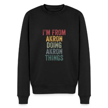 Akron things city - Männer Premium Bio Pullover - Schwarz - Vorne - Nico (187cm)