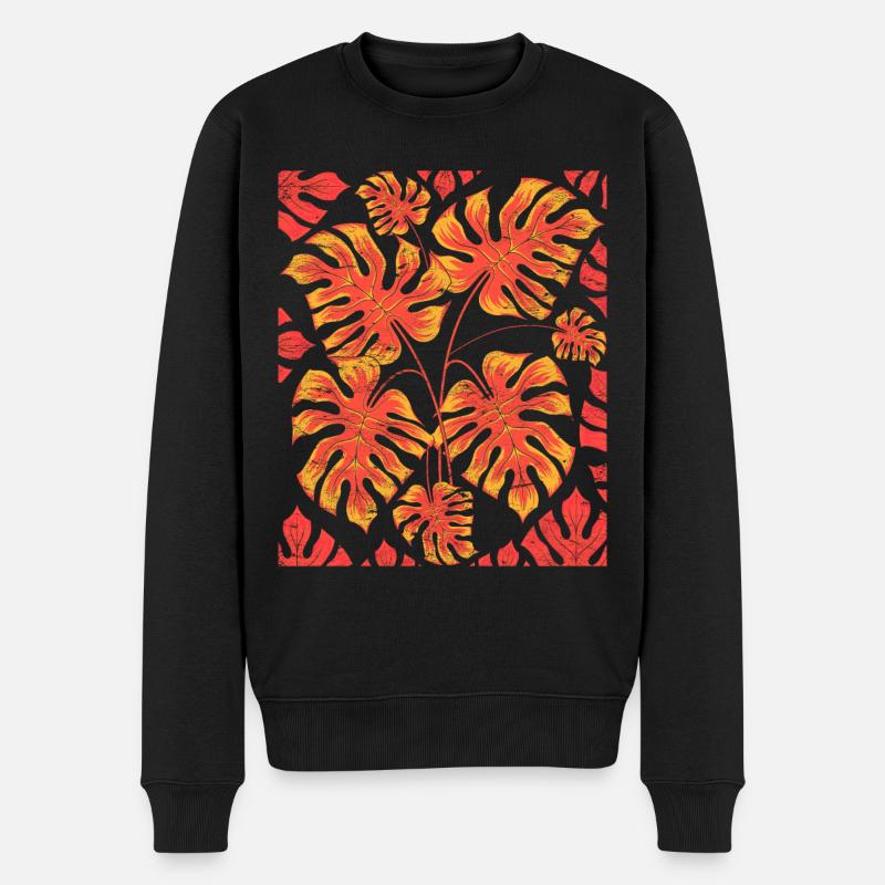 Monstera Deliciosa Blätter Tropische Monstera - Männer Premium Bio Pullover - Schwarz