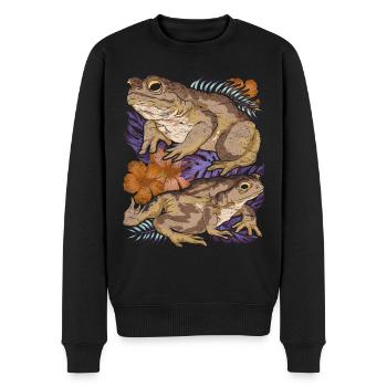 Amphibians Animal Motif Gift Vintage Flowers Toad - Men's Premium Organic Jumper - black - Front - Nico (187cm)