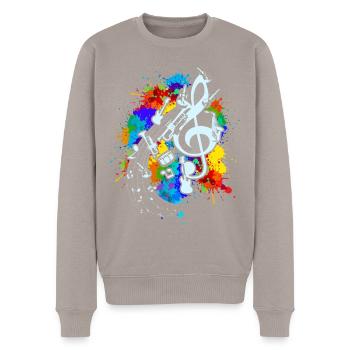 Musik Geschenkidee Violinschlüssel Notenschlüssel - Männer Premium Bio Pullover - Taupe - Vorne - Nico (187cm)