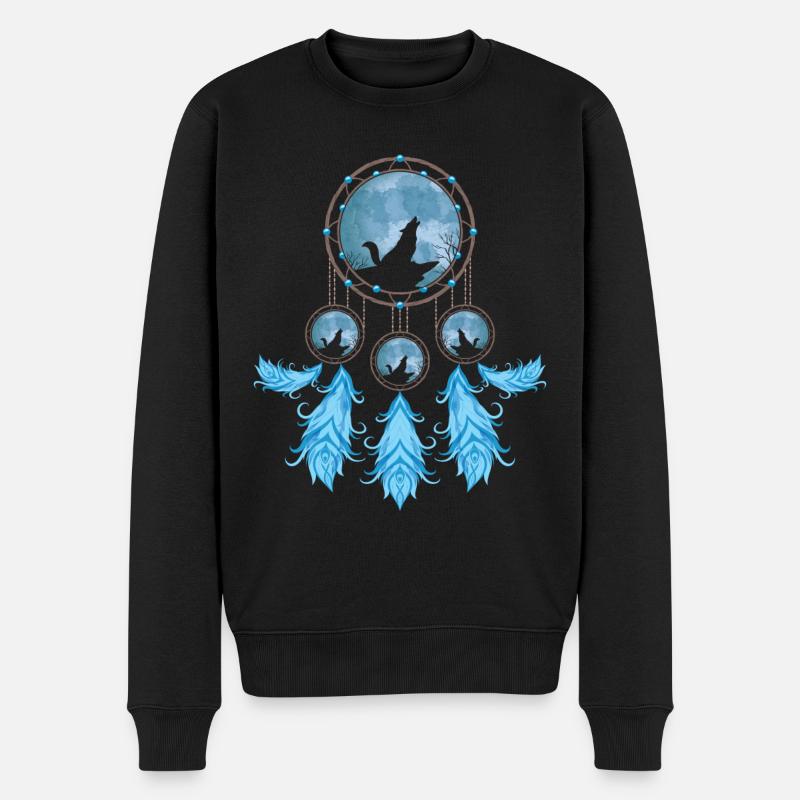 Howling Wolf Cadeau Indien Attrape-rêves - Pull Premium bio Homme - noir