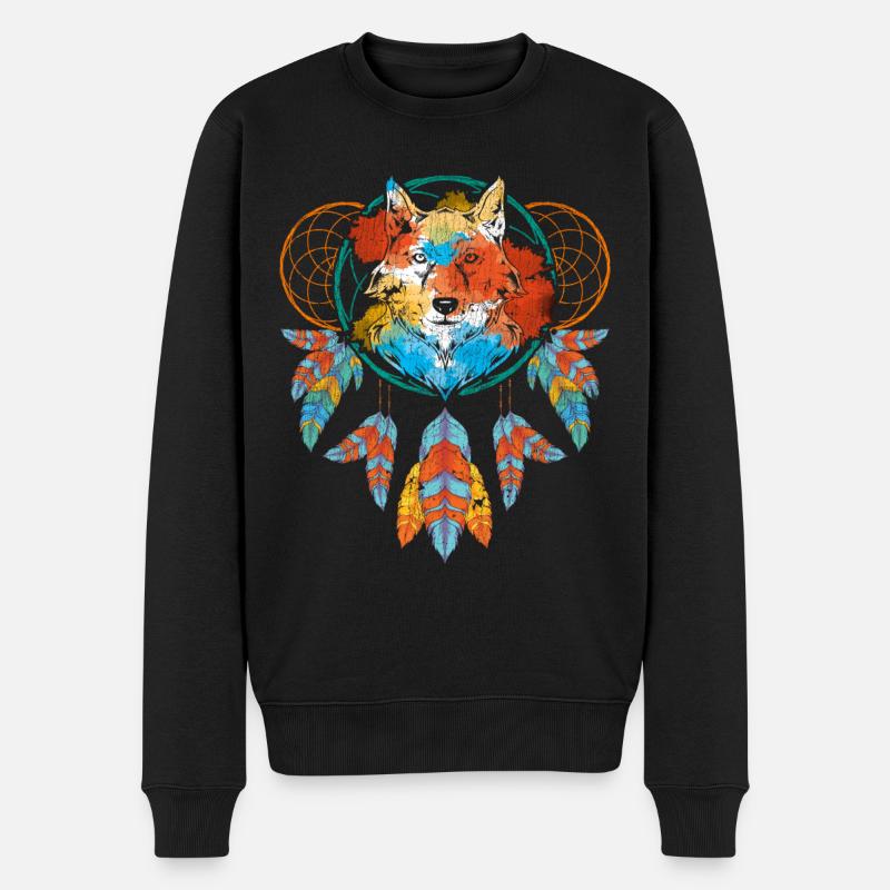 Loup attrape-rêves - Pull Premium bio Homme - noir