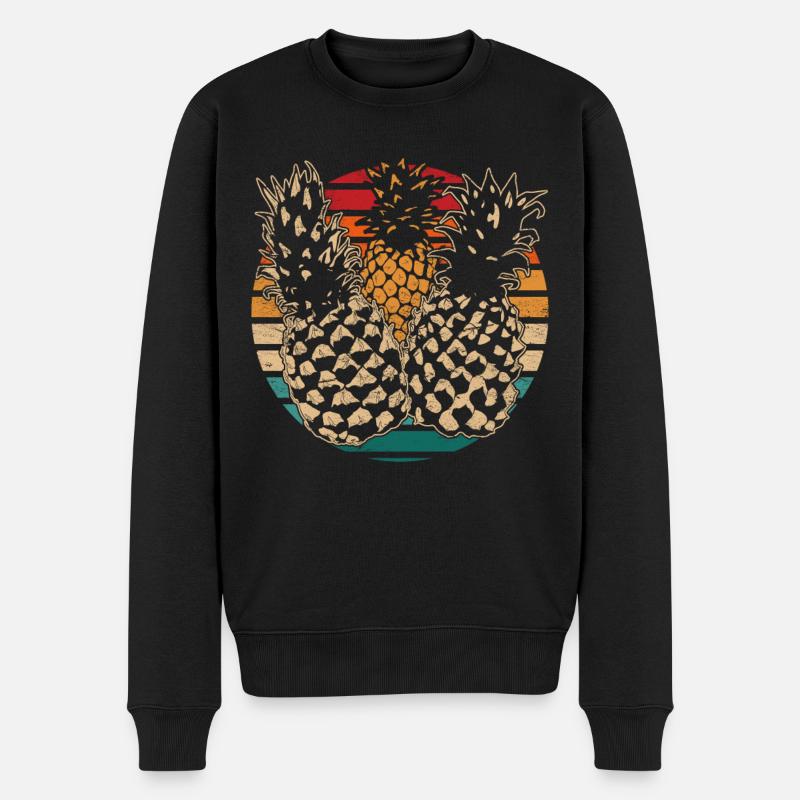 Summer Fruit Tropical Fruit Pineapple - Men's Premium Organic Jumper - black
