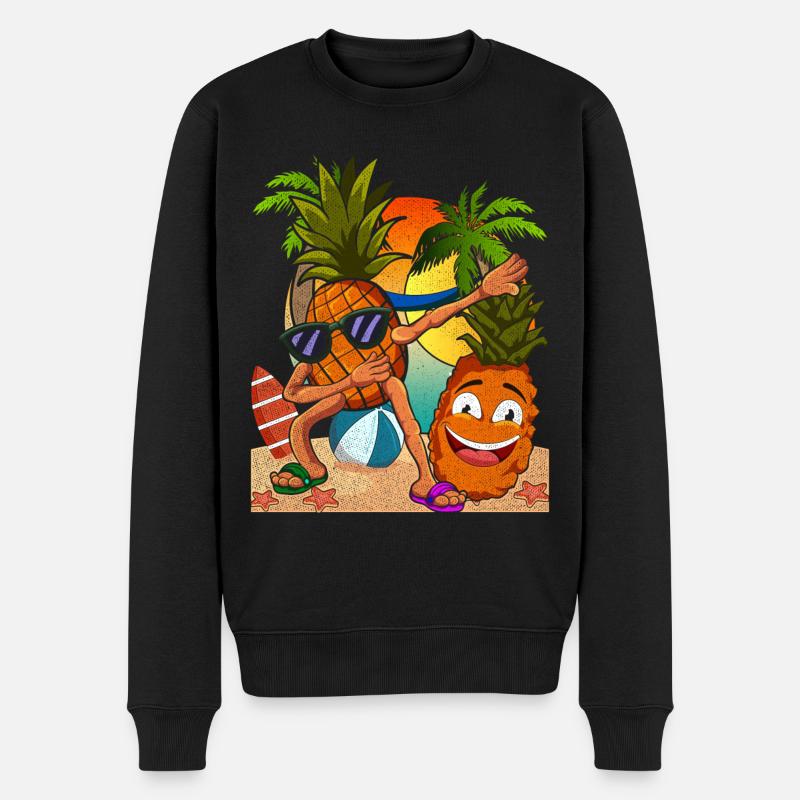Summer Fruit Tropical Fruit Pineapple - Men's Premium Organic Jumper - black
