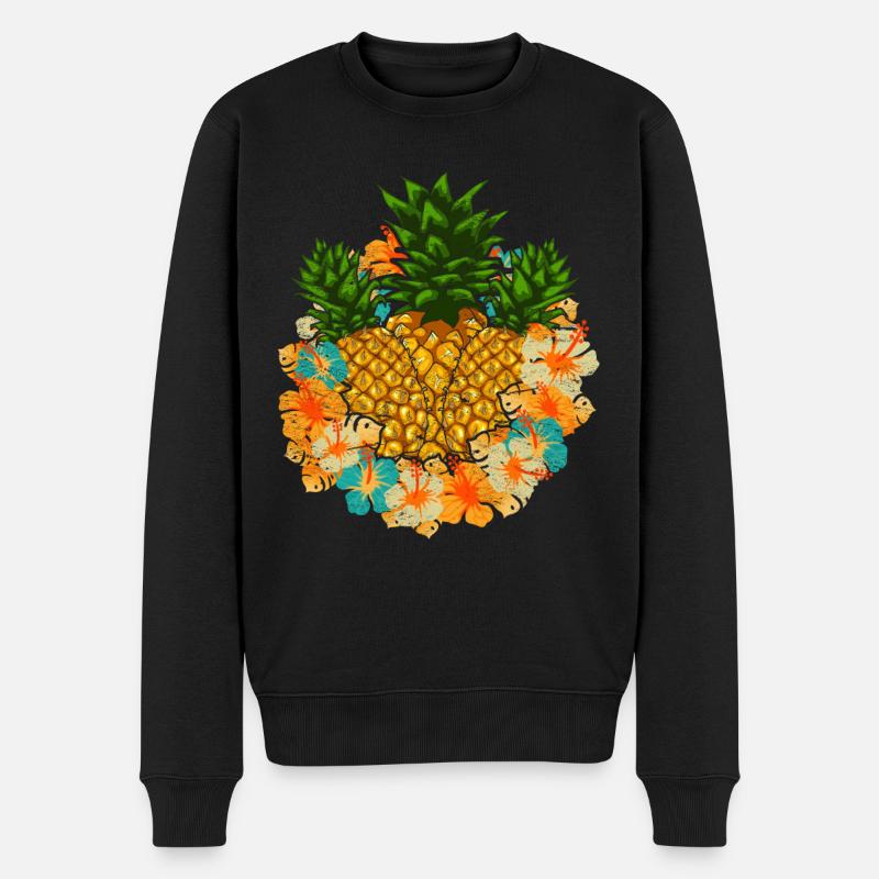 Summer Fruit Tropical Fruit Pineapple - Men's Premium Organic Jumper - black