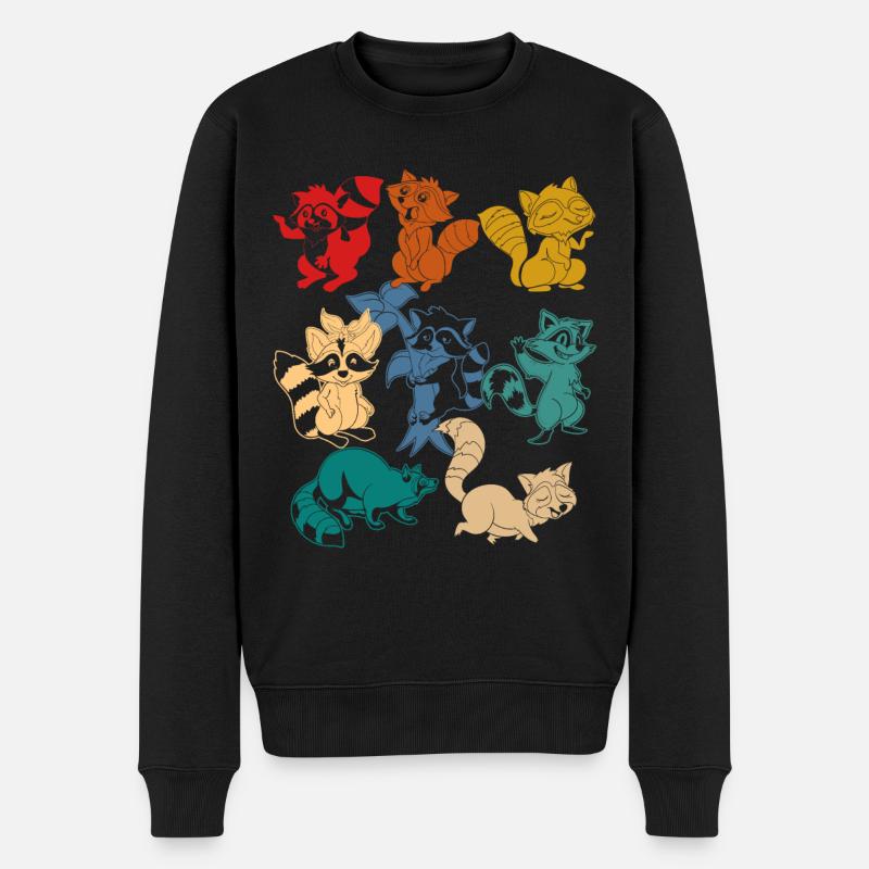 Waschbär - Männer Premium Bio Pullover - Schwarz
