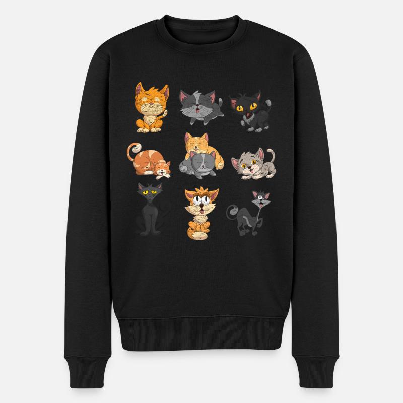 Katze - Männer Premium Bio Pullover - Schwarz