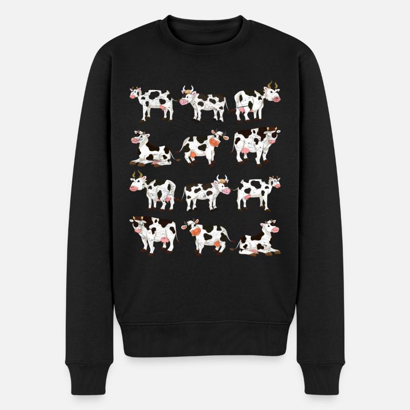 Kuh - Männer Premium Bio Pullover - Schwarz