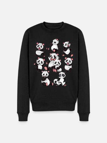 Panda - Männer Premium Bio Pullover - Schwarz