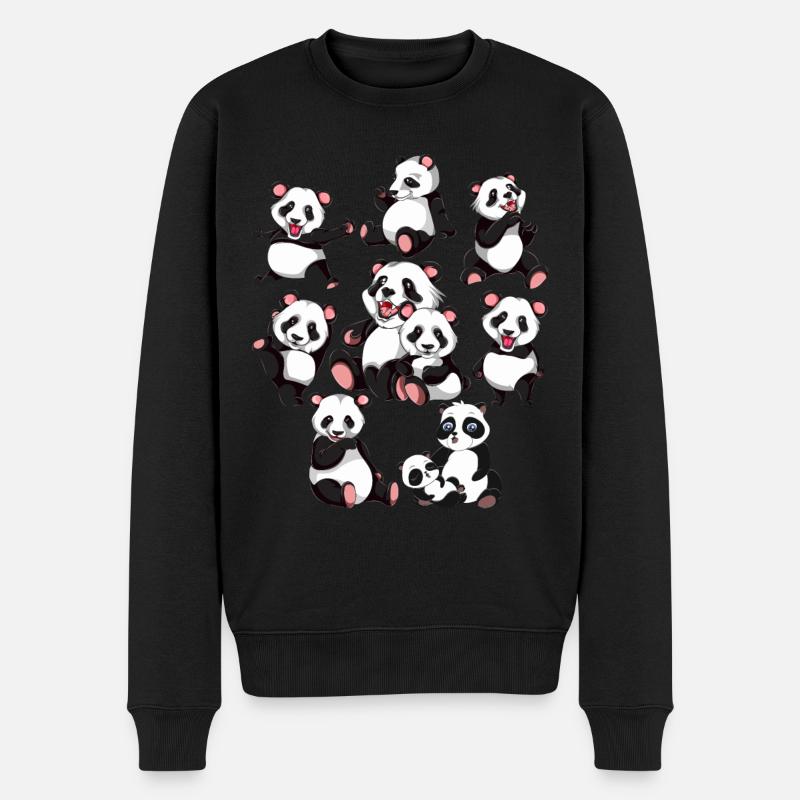 Pandabär - Männer Premium Bio Pullover - Schwarz