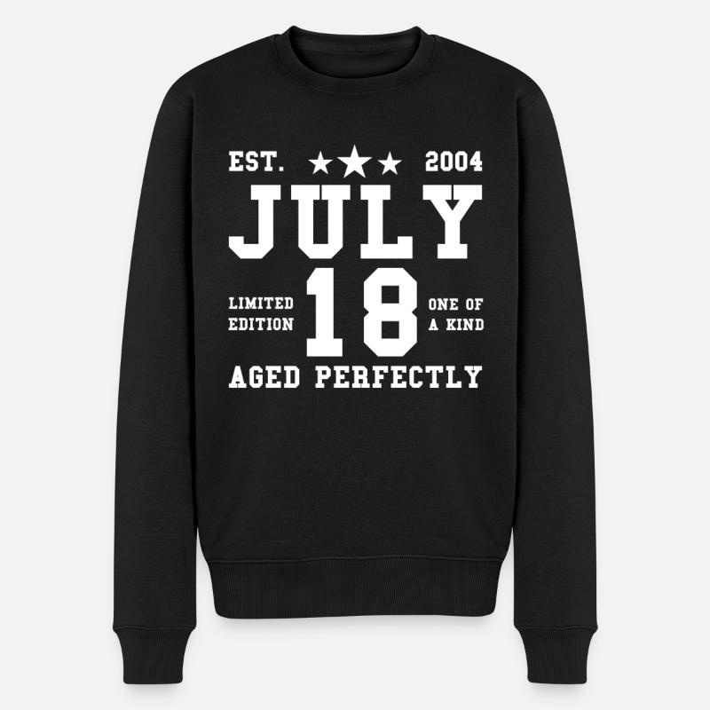 18. Geburtstag Juli Jahrgang 2004 Geschenkidee - Männer Premium Bio Pullover - Schwarz
