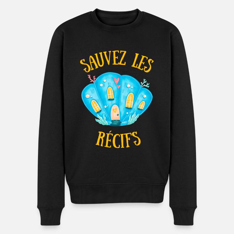 SAUVEZ LES RÉCIFS BLEU - Pull Premium bio Homme - noir