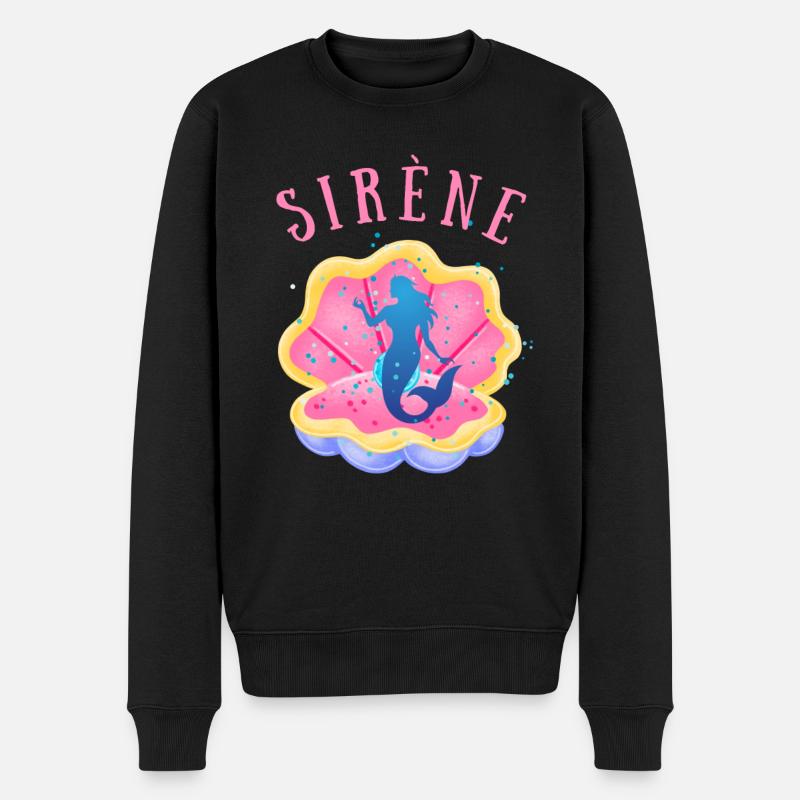 sirène coquillage perle - Pull Premium bio Homme - noir