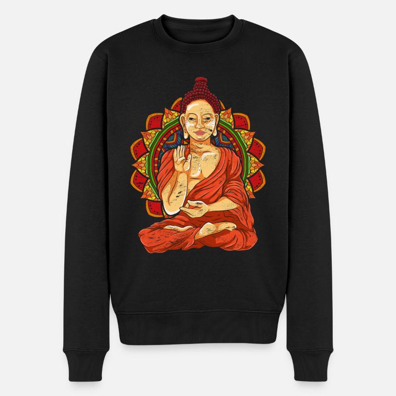 Mandala Bouddha Cadeau Bouddhisme Bouddha - Pull Premium bio Homme - noir