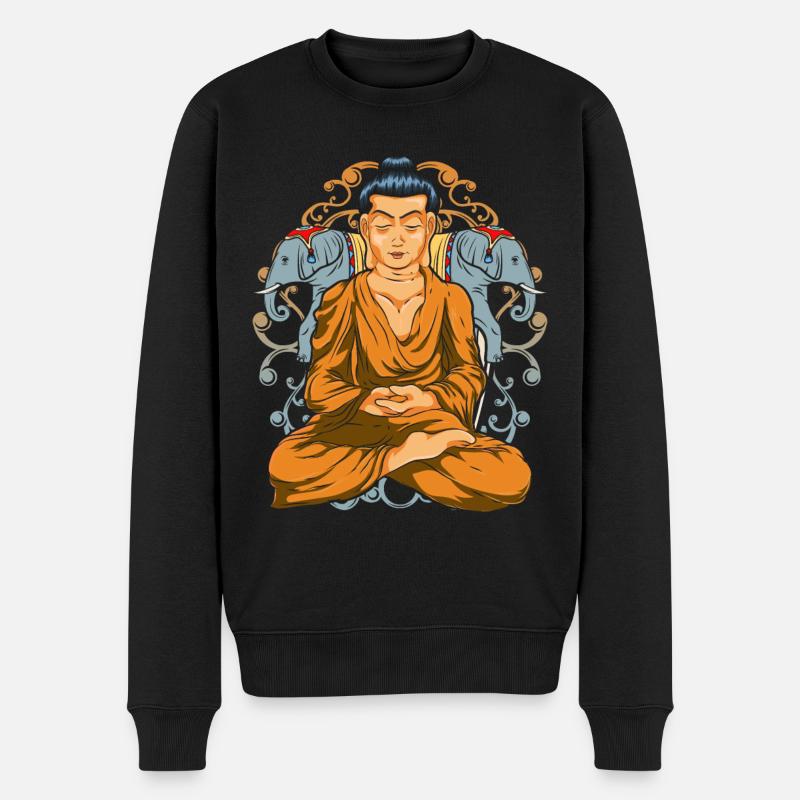 Hinduismus Geschenk Buddhismus Elefant Buddha - Männer Premium Bio Pullover - Schwarz