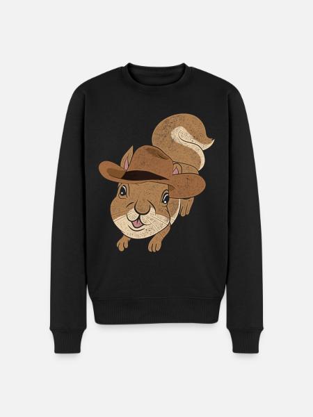 Cowboy Animal Motif Gift Squirrel - Men's Premium Organic Jumper - black