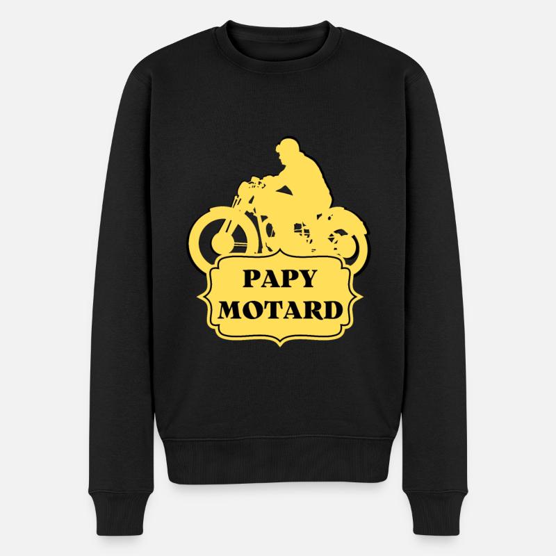 PAPY MOTARD étiquette Vintage Rétro - Pull Premium bio Homme - noir