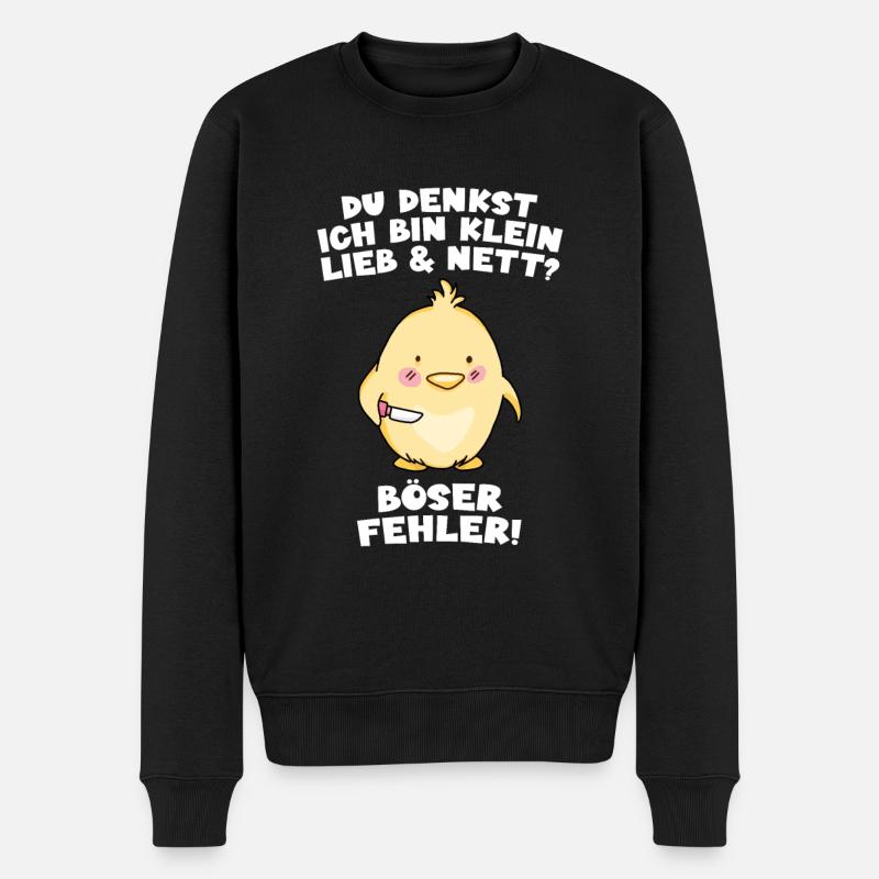 Du denkst Ich bin klein lieb und nett? - Männer Premium Bio Pullover - Schwarz