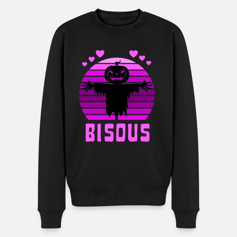 Halloween Bisous Épouvantail - Pull Premium bio Homme - noir