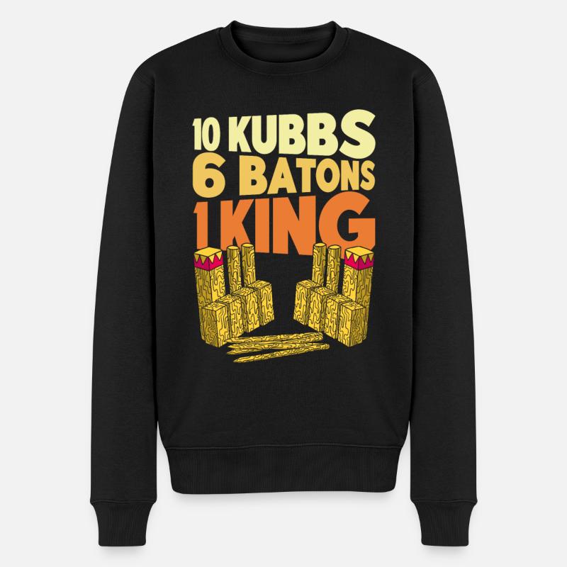 Kubb 10 Kubbs 6 Stöcke 1 König Geschenk - Männer Premium Bio Pullover - Schwarz