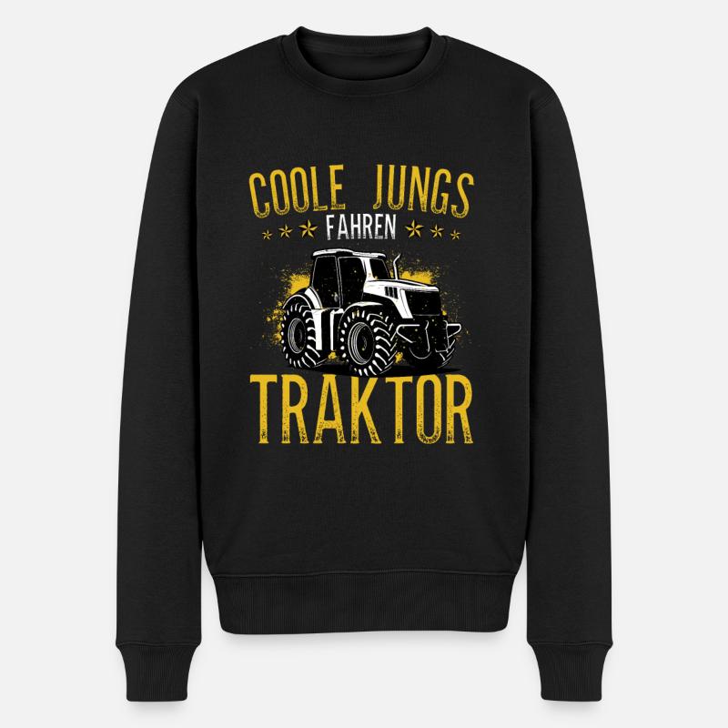 Coole Jungs fahren Traktor - Männer Premium Bio Pullover - Schwarz