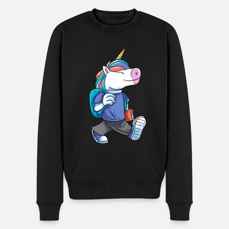 Einhorn Schulranzen - Männer Premium Bio Pullover - Schwarz