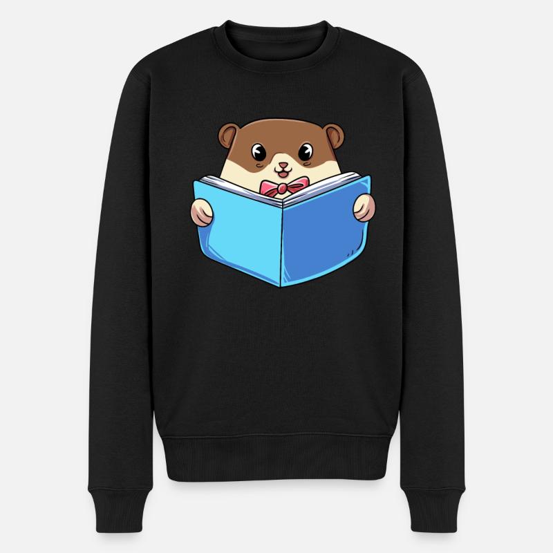 Otter Lesebuch - Männer Premium Bio Pullover - Schwarz