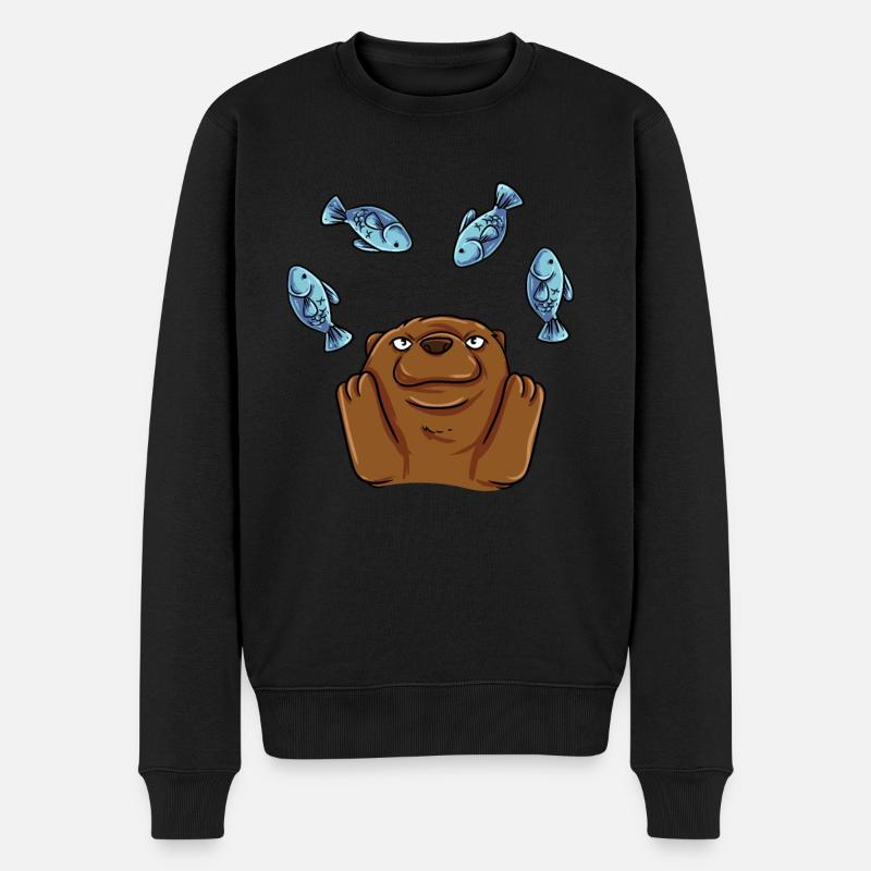 Jonglierender Otter - Männer Premium Bio Pullover - Schwarz